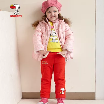 【SNOOPY】暖暖史努比舖棉長褲(紅)90紅