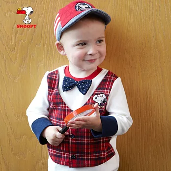 【SNOOPY】質感假兩件格紋衫(紅)80紅