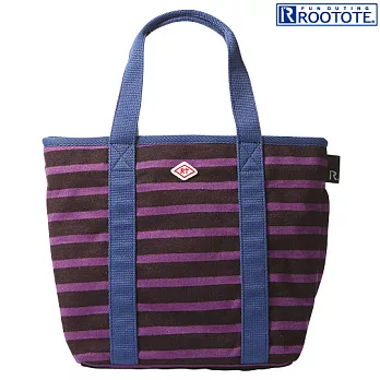 ROOTOTE 條紋綿質手提袋-黑/紫 (272601)