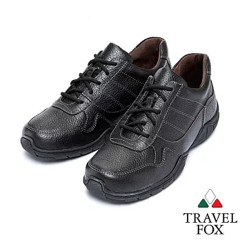 Travel Fox 錫格牛皮休閒鞋914609-01-39黑色