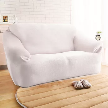 【HomveBeauty】頂級柔軟法蘭絨沙發罩-2人座-八色可選牛奶白