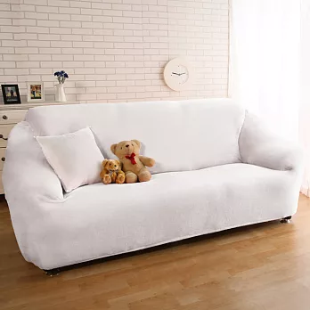 【HomveBeauty】頂級柔軟法蘭絨沙發罩-3人座-八色可選牛奶白
