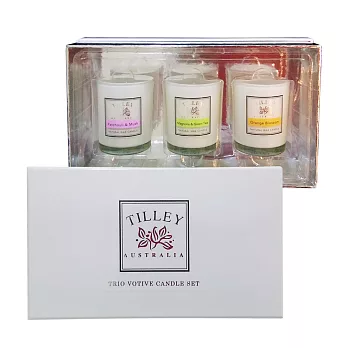 Tilley百年特莉 香氛蠟燭三入禮盒-廣霍香&麝香,木蘭花&綠茶,橙花