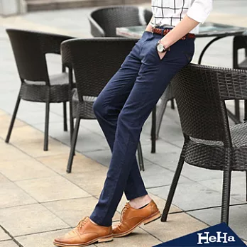 長褲 拼接修身休閒長褲 三色-HeHa-34(寶藍)