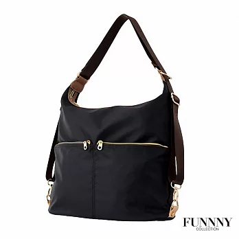FUNNNY 日本同步 3way輕量尼龍口袋包 黑
