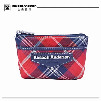 《Kinloch Anderson》 金‧安德森--英式學院 經典方款拉鍊鎖環零錢包 / 英倫紅格