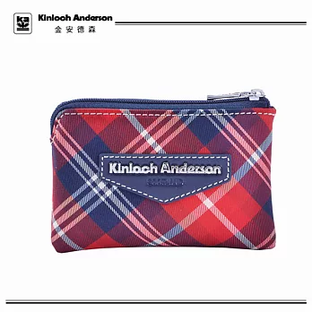 《Kinloch Anderson 》金‧安德森--英式學院 經典方款拉鍊鎖環零錢包 / 英倫紅格