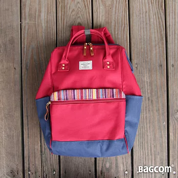 Bagcom Masaki 闊口彩紋後背包-紅藍