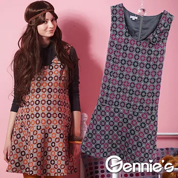 【Gennie’s奇妮】淘氣普普風羊毛孕婦背心洋裝-灰(G2212)