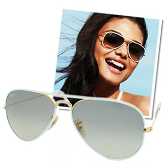 【Ray Ban】太陽眼鏡 熱賣經典飛官系列(白-漸層灰#RB-3025JM-146/32)
