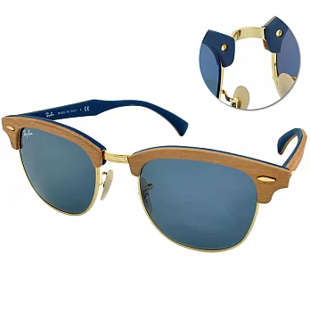 【Ray Ban】太陽眼鏡 經典設計CLUBMASTER系列(櫻桃木/藍-灰#RB-3016M-1180/R5)