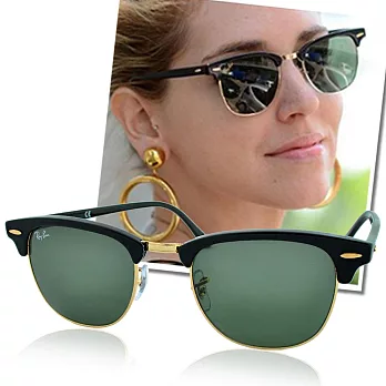 【Ray Ban】太陽眼鏡 經典設計CLUBMASTER系列 (黑-綠#RB-3016-W0365)