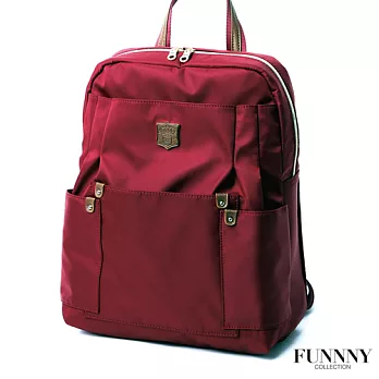 FUNNNY 日本同步 輕量尼龍機能後背包 酒紅