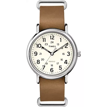 【TIMEX 】天美時經典復刻冷光Weekender系列 (米色面/褐色帶 TXT2P492) /40mm