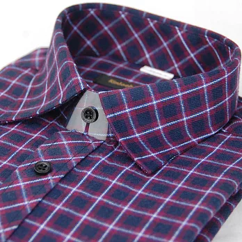 【金安德森】紫色格紋保暖窄版長袖襯衫15.5紫色