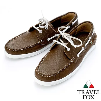 Travel Fox STYLE-荔紋牛皮帆船鞋914113-22-40橄欖色