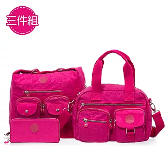 【COUNT DUCK】爵士輕量休閒三用包三件組-桃紅色