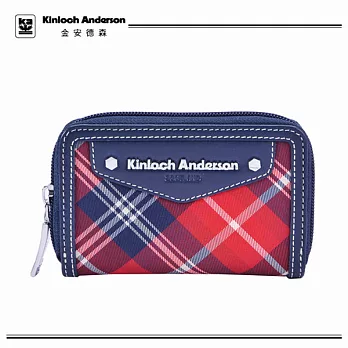 《Kinloch Anderson》金‧安德森--英式學院 拉鍊式卡片零錢包 / 紅藍格紋