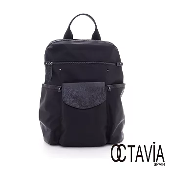 【Octavia 8 】黑色風暴 1+1袋鼠尼龍多功能後背包 - 享黑享黑
