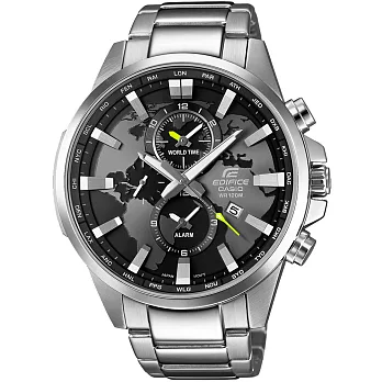 CASIO EDIFICE 掌心世界雙眼賽車錶-黑x銀