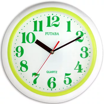 FUTABA W-143亮彩時尚簡約靜音掛鐘-草地綠