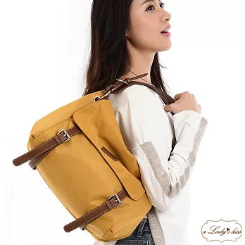 【a Lady ’s真皮】經典俐落垂墜風雙皮飾二用包(芥末黃)
