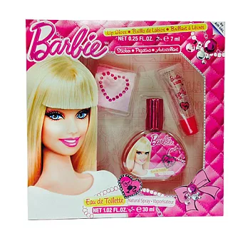 Barbie 時尚芭比 淡香水禮盒-彩妝版  (5761)-淡香水30ml/唇蜜7ml/水鑽貼紙*1
