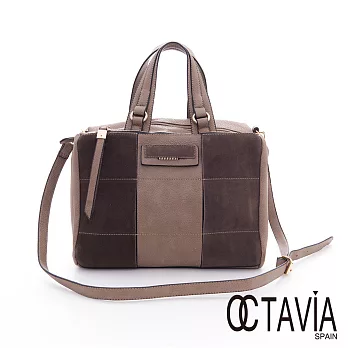 【Octavia 8】波士頓麂絨大方手提箱包 - 棕咖棕咖