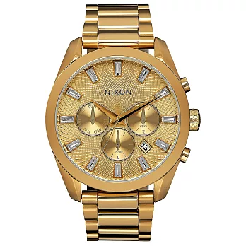 NIXON CHRONO CRYSTAL 金黃稻穗雙時區三眼腕錶-金