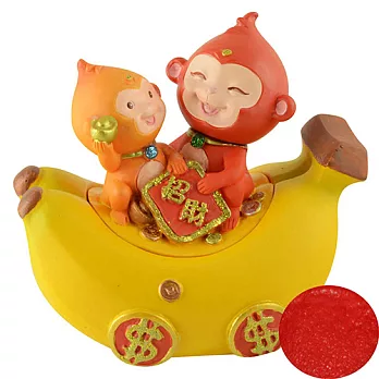 鹿港窯-猴年吉祥物-好招財聚寶盆(印泥盒)
