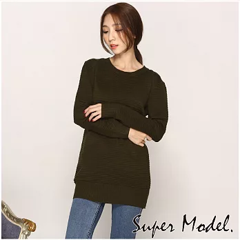 【名模衣櫃】韓系OL保暖條紋針織衫-墨綠色(M-XL適穿)FREE墨綠色
