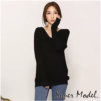 【名模衣櫃】素面百搭保暖針織衫-共4色(M-XL適穿)FREE黑色