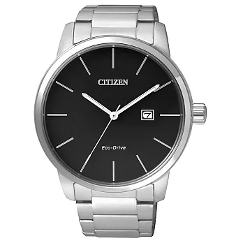 CITIZEN Eco-Drive 精實風範簡約時尚腕錶-銀框黑