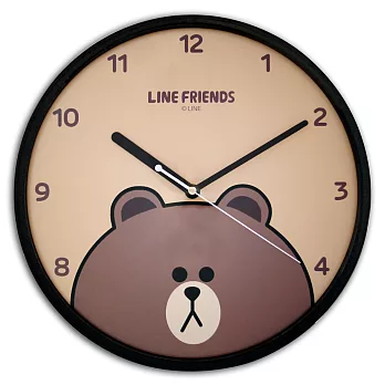 LINE FRIENDS JM-W569LEBR 熊大靜音個性掃描機芯掛鐘-咖啡色