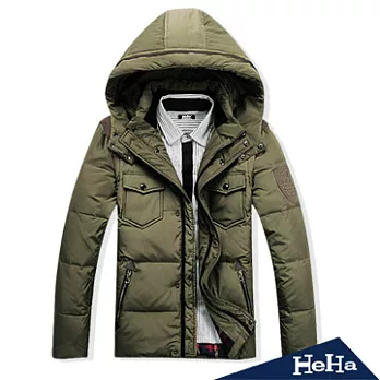 羽絨外套 加厚保暖可拆卸中長版連帽外套 三色-HeHa-XL(軍綠)