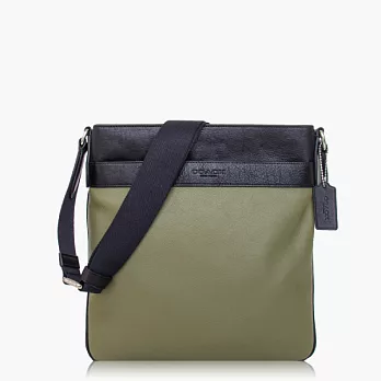 【COACH 男仕品味】皮革 / 側肩 / 斜肩 / 多功能包_墨綠