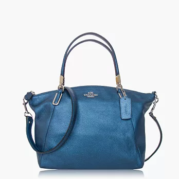 【COACH 多種背法】皮革 / 肩背 / 斜背兩用包(小款)_金屬藍