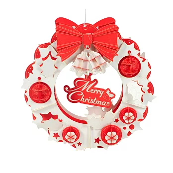 Papero紙風景 DIY迷你模型 - 聖誕花環(紅白款)/Christmas Wreath(white)-簡易包