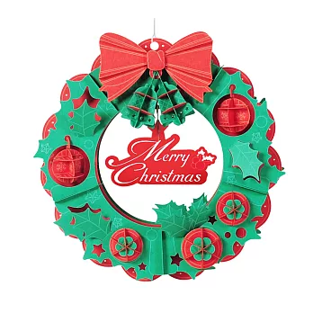 Papero紙風景 DIY迷你模型 - 聖誕花環(紅綠款)/Christmas Wreath(green)-簡易包