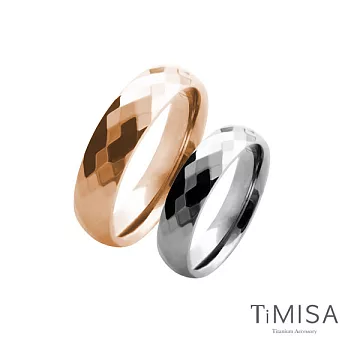 【TiMISA】 格緻真愛-寬版(雙色) 純鈦對戒原色+玫瑰金