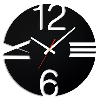 FRANCO TW-8008 抽象簡約數字幾何藝術掛鐘-黑色