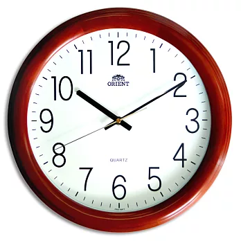 ORIENT WL-1503日本東方簡約木質圓框禪味掛鐘-白底黑字