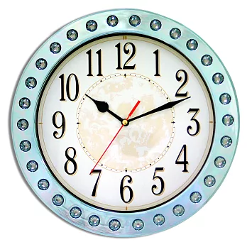 JCY 台灣品牌 W-6903 奢華晶鑽超靜音掛鐘-晶鑽藍