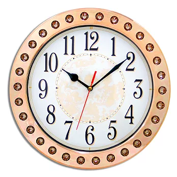 JCY 台灣品牌 W-6903 奢華晶鑽超靜音掛鐘-玫瑰晶鑽