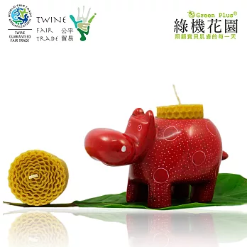 【綠機花園】聖誕禮物-肥皂石 紅河馬燭台組(含精油蜂蠟蠟燭2入)