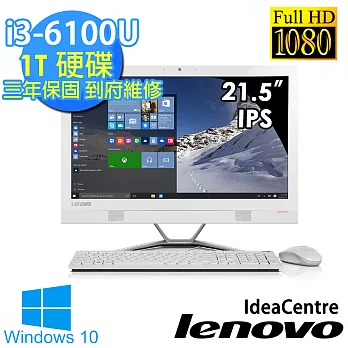 【Lenovo】AIO 300 21.5吋《Win10_時尚美型》i3-6100U 1TB FHD AIO桌上型電腦(白)(F0BX006RTW)質感白