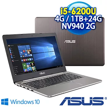 輕薄美型 第六代處理器《ASUS》 K401UB-0022A6200U 14吋FHD i5-6200U NV940 2G獨顯 Win10輕薄效能筆電 (14吋)