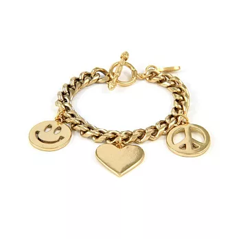 Ettika 美國品牌 金色幸運三墜 個性設計粗款手鍊 愛心 和平 笑臉