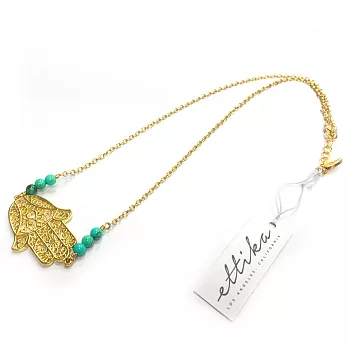 Ettika Turquoise HAMSA 金色幸運手掌 土耳其藍玉石項鍊