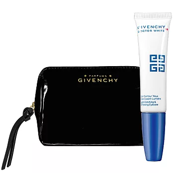 GIVENCHY 紀梵希 美 白10次方淨化系列光透淨白亮眼霜(15ml)+PARFUMS漆皮美妝包(黑)